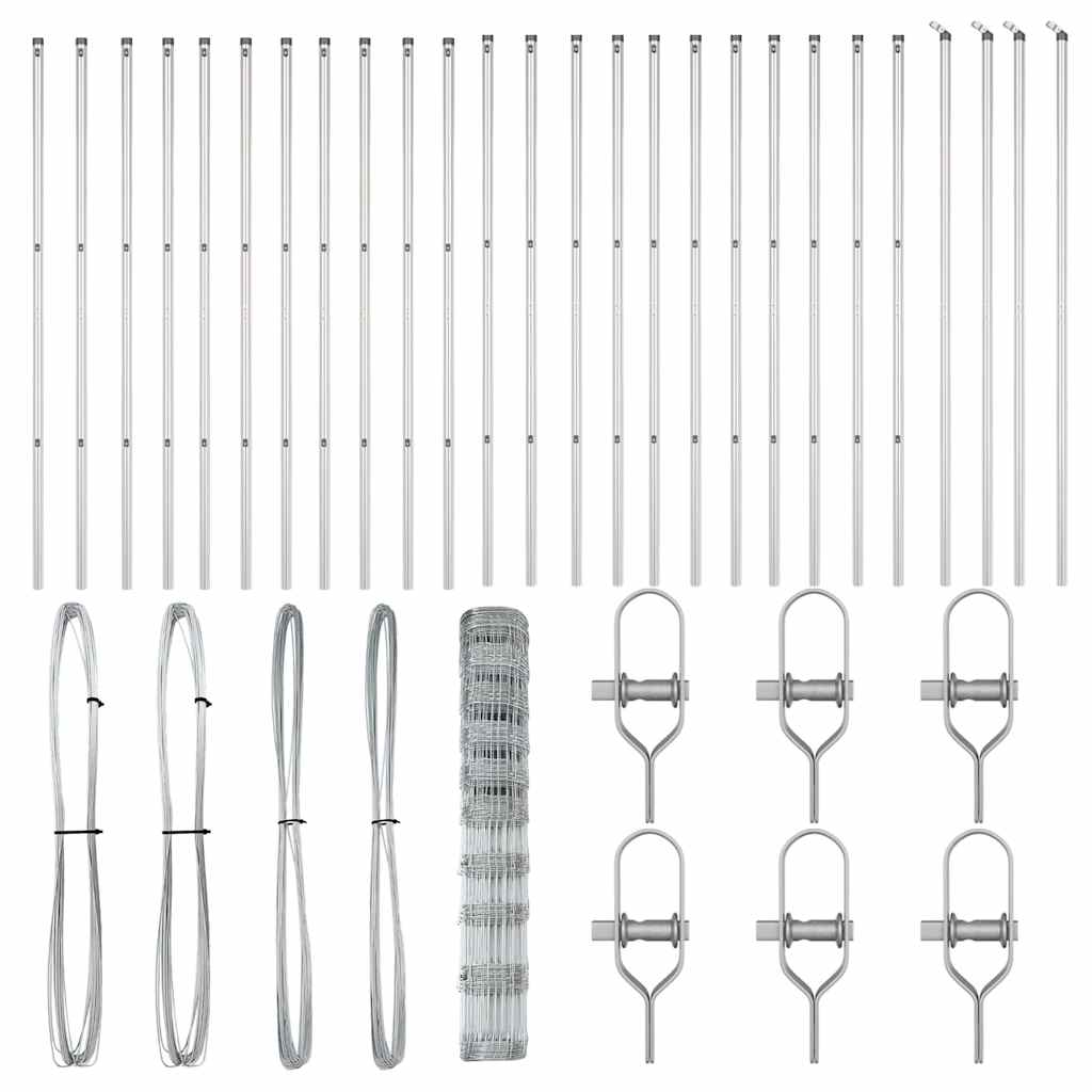 Wildzaun Silber 50 x 1,2 m Verzinkter Stahl